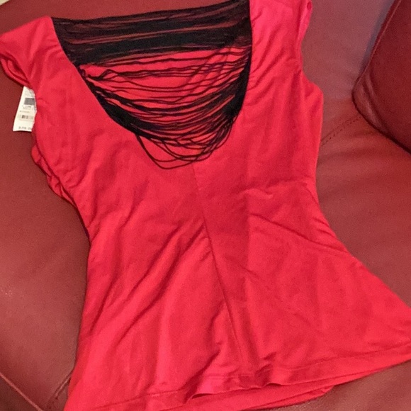 Back Accent Red Blouse - Picture 3 of 6